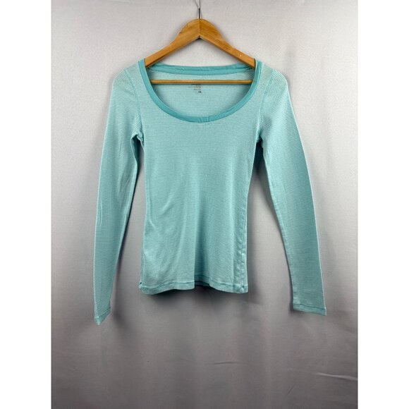 Old Navy Womens Small Long Sleeve Light Blue Striped Shirt - Picture 1 of 5